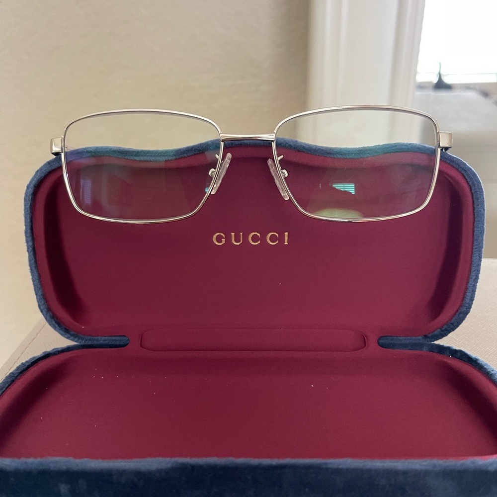 Gucci Silver Rectangular Glasses - image 5